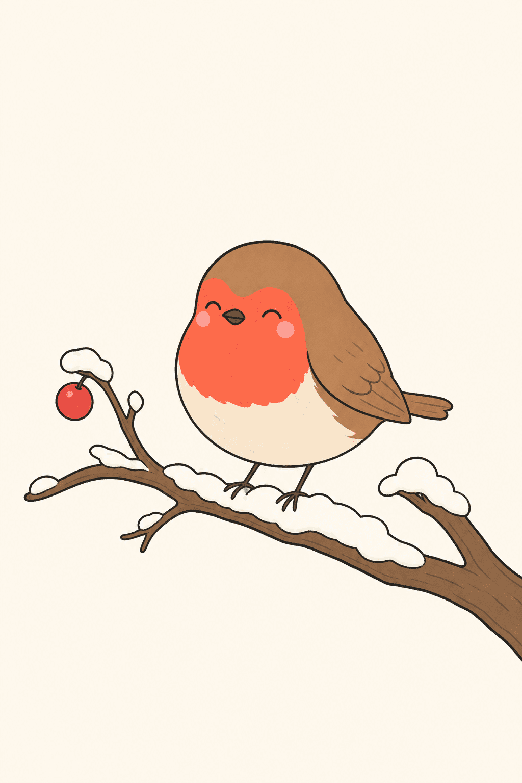 A robin in the snow, Christmas card cover