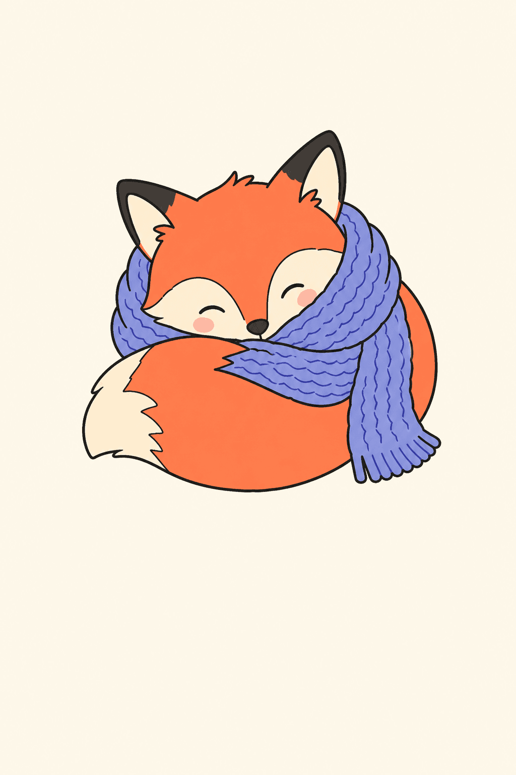 Cozy little fox, Christmas card cover