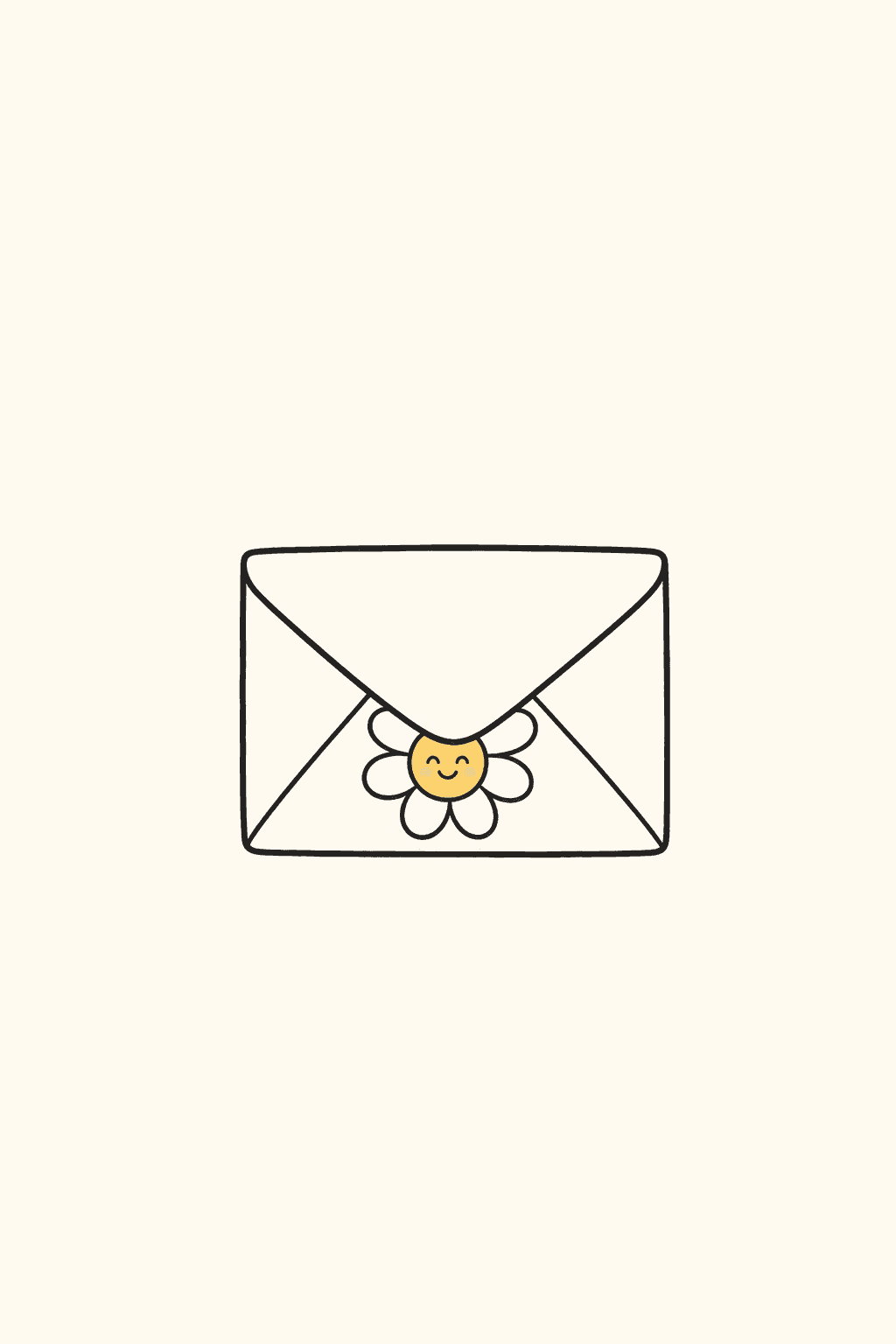 Daisy in an envelope, Thank You card cover