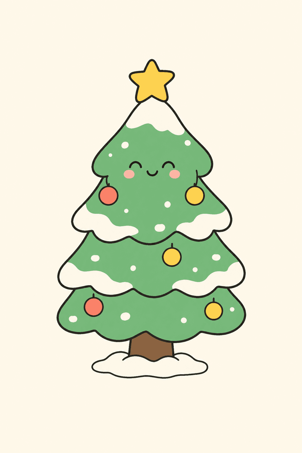 Little snowy tree, Christmas card cover