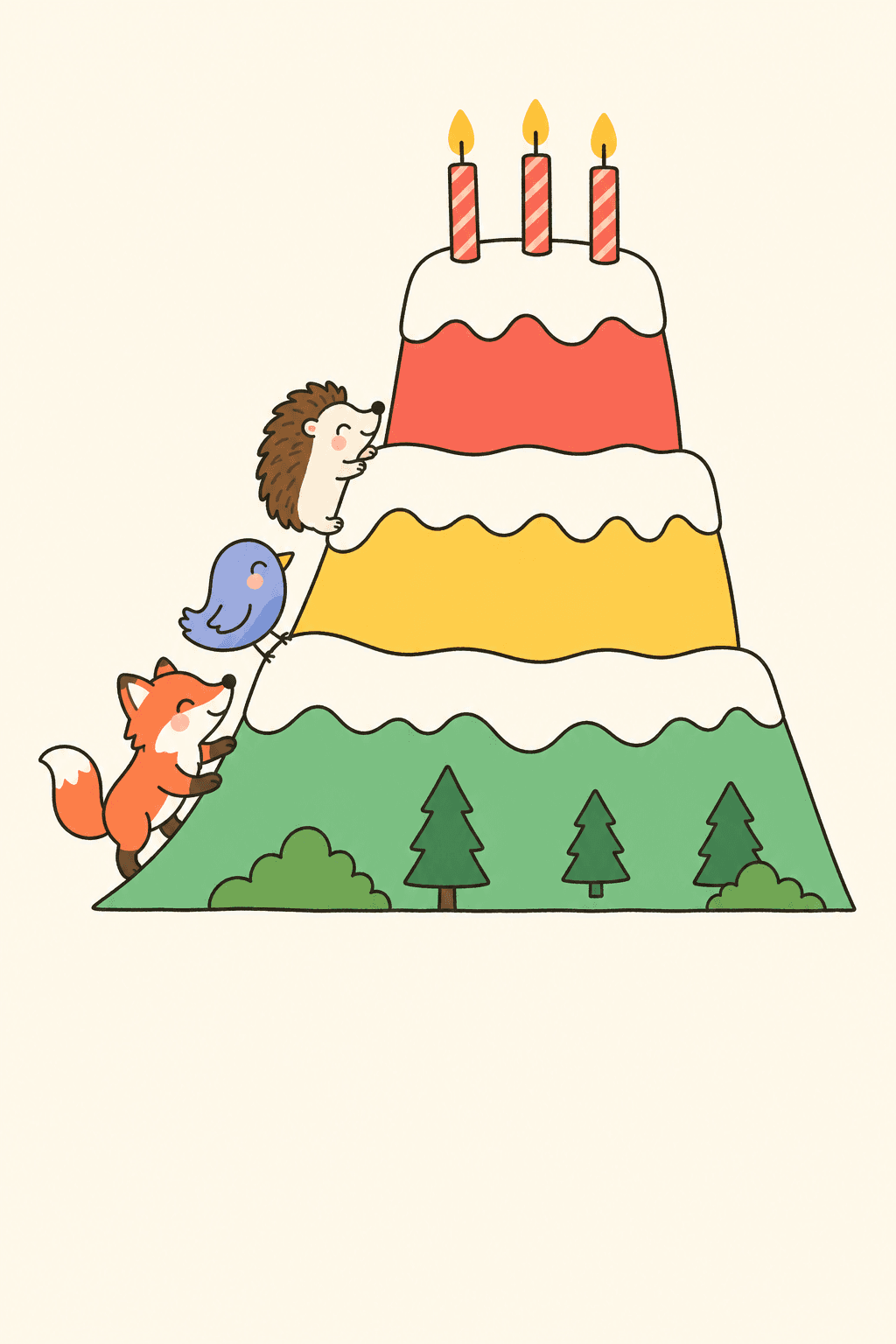 Mountain birthday parade, Birthday card cover
