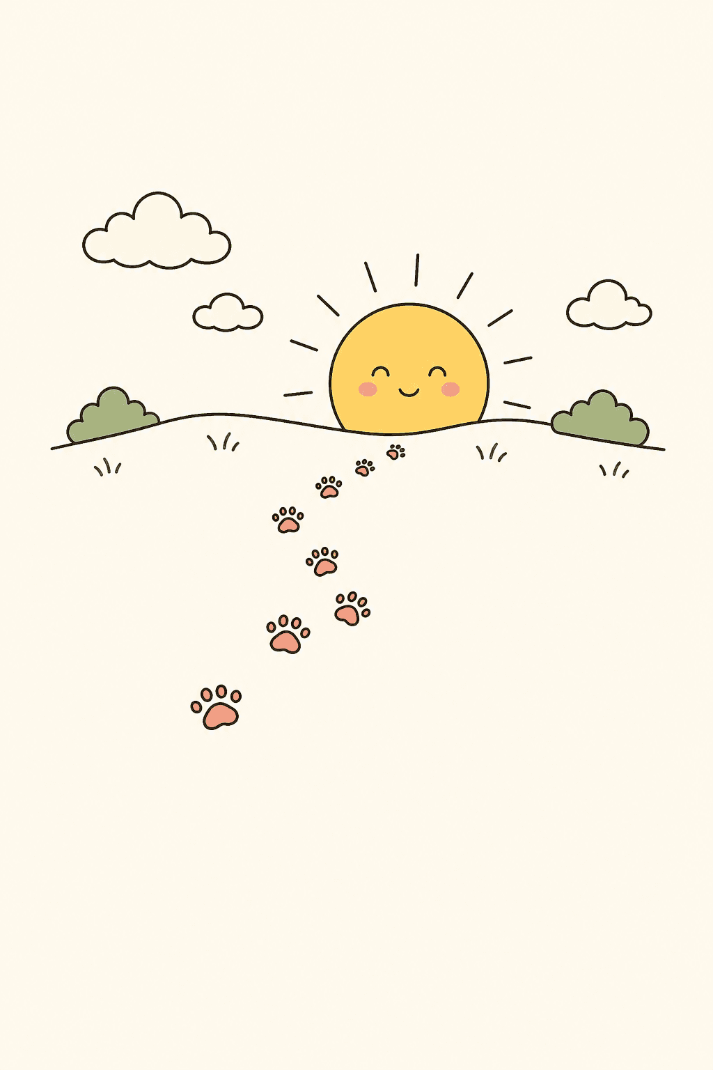 Paw prints in the sun, Pet Sympathy card cover
