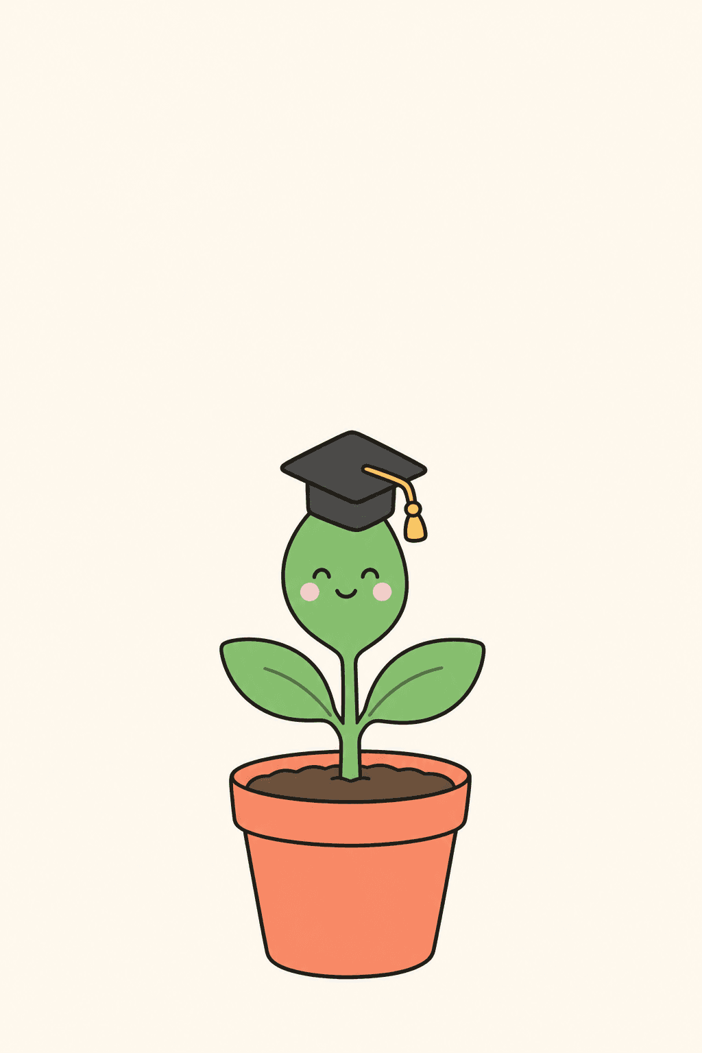 Pomp & a plant, Graduation card cover