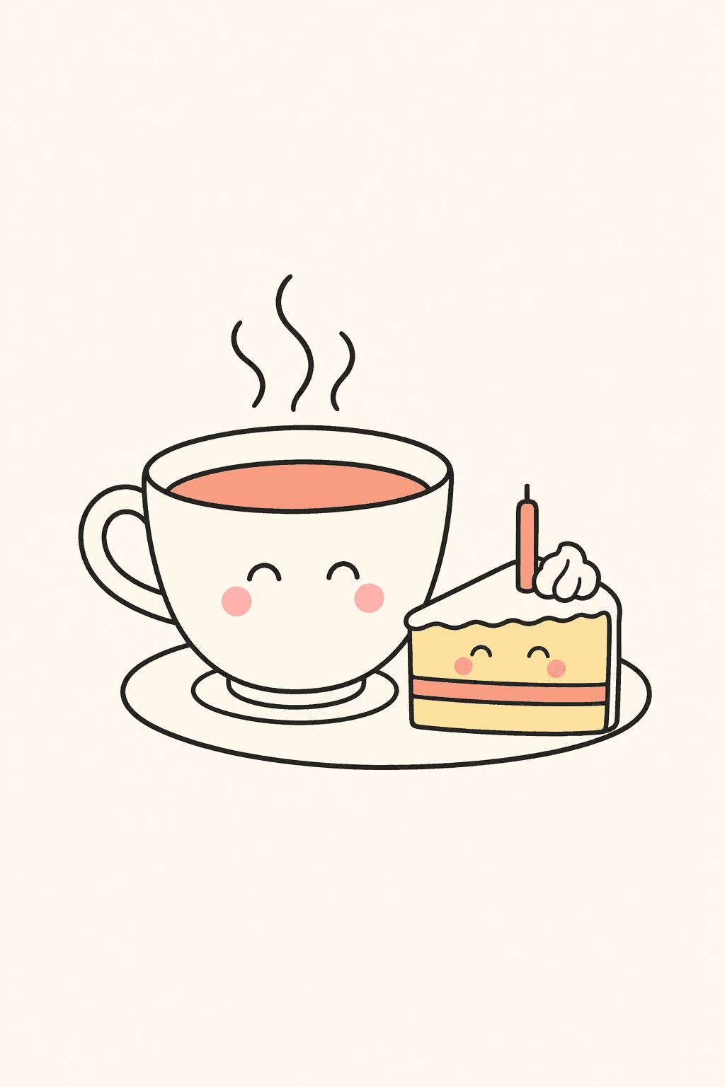 Quiet birthday tea, Birthday card cover