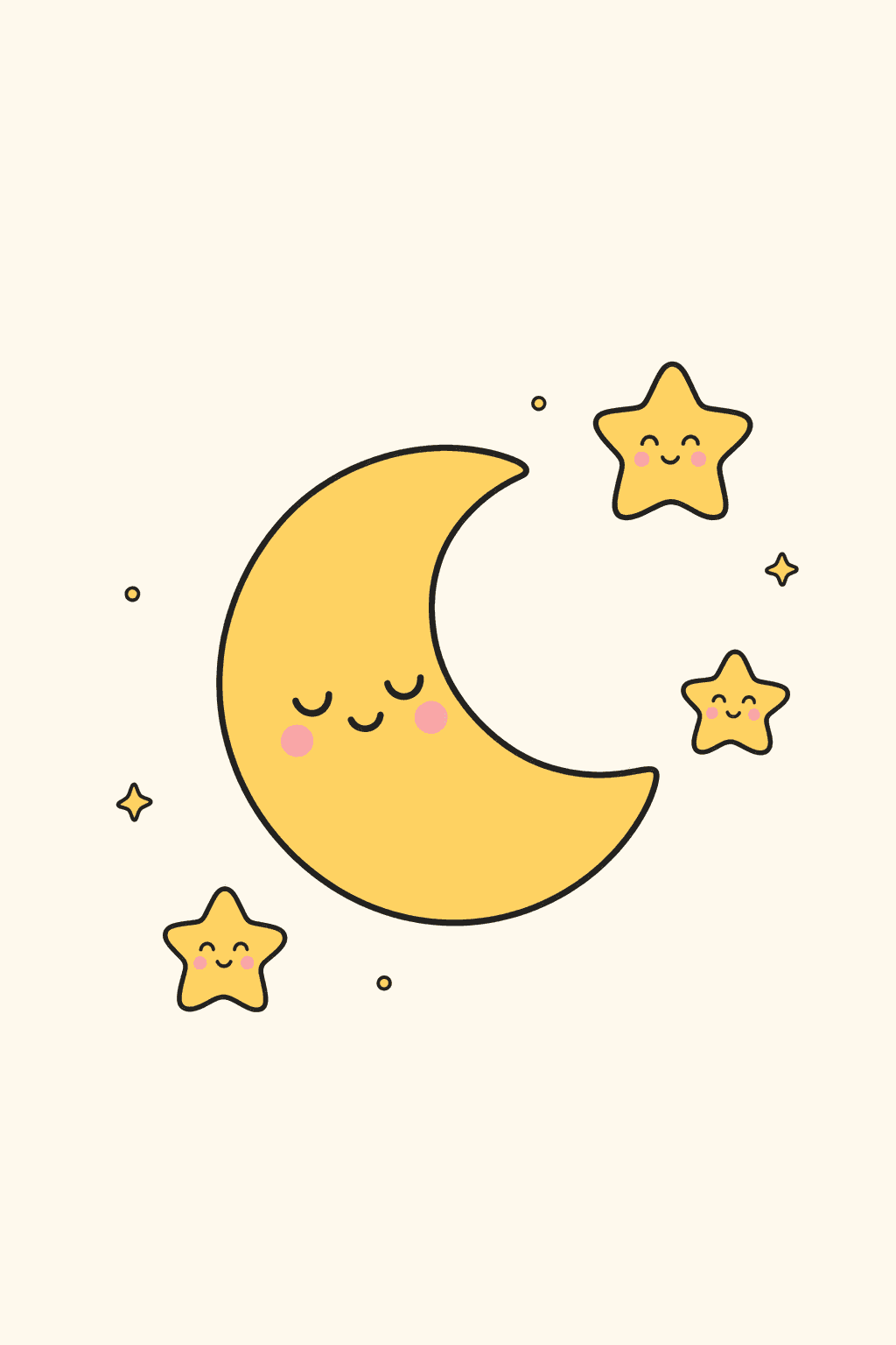 Sleeping moon, New Baby card cover