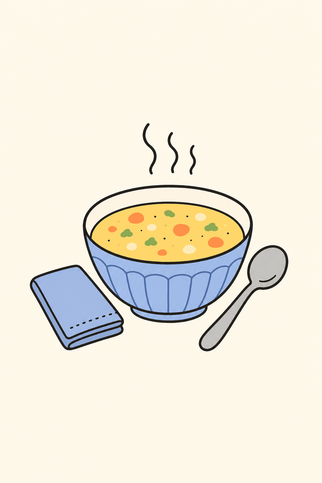 Soup's on, Get Well card cover