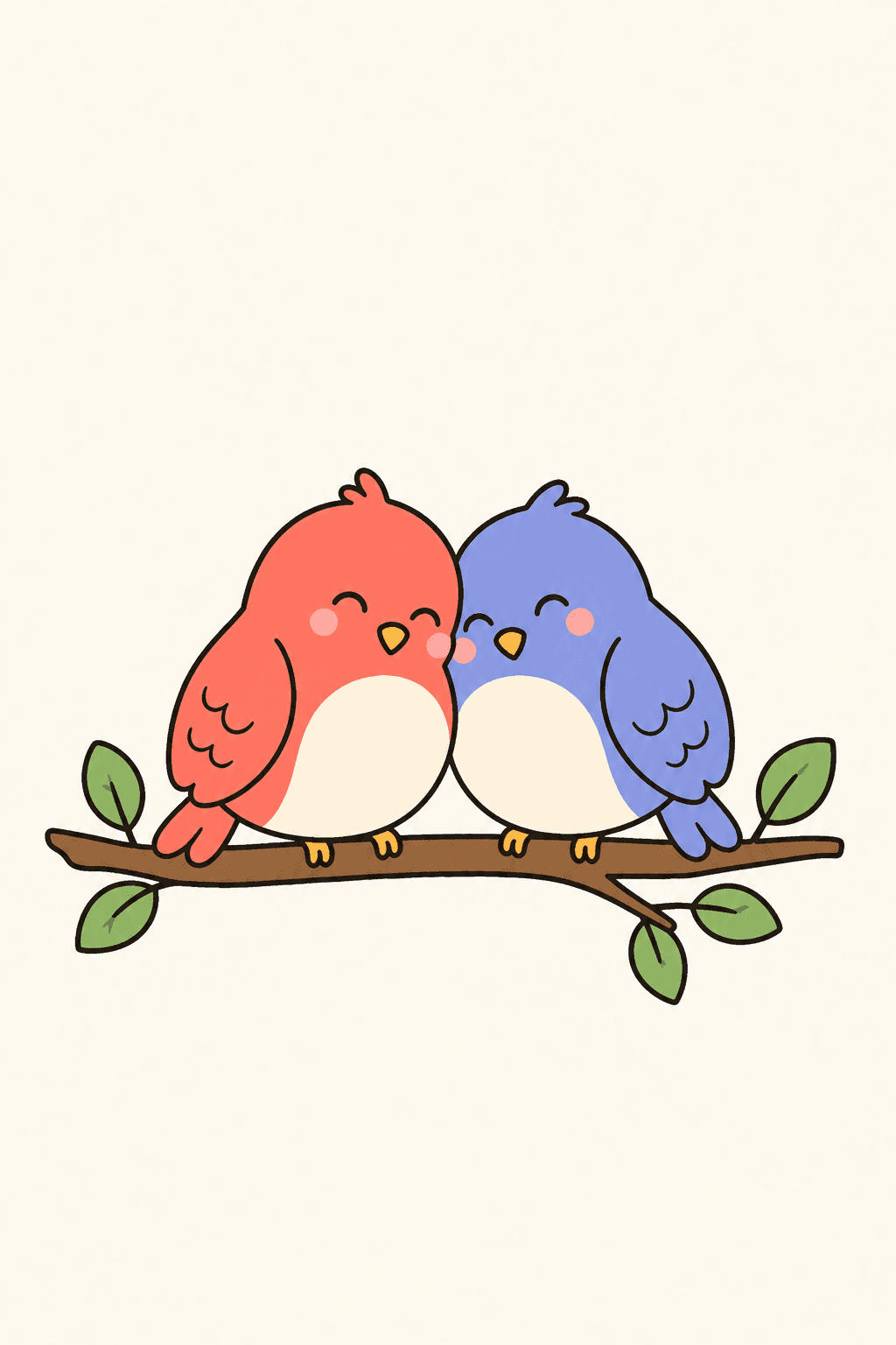 Two birds, Valentines card cover