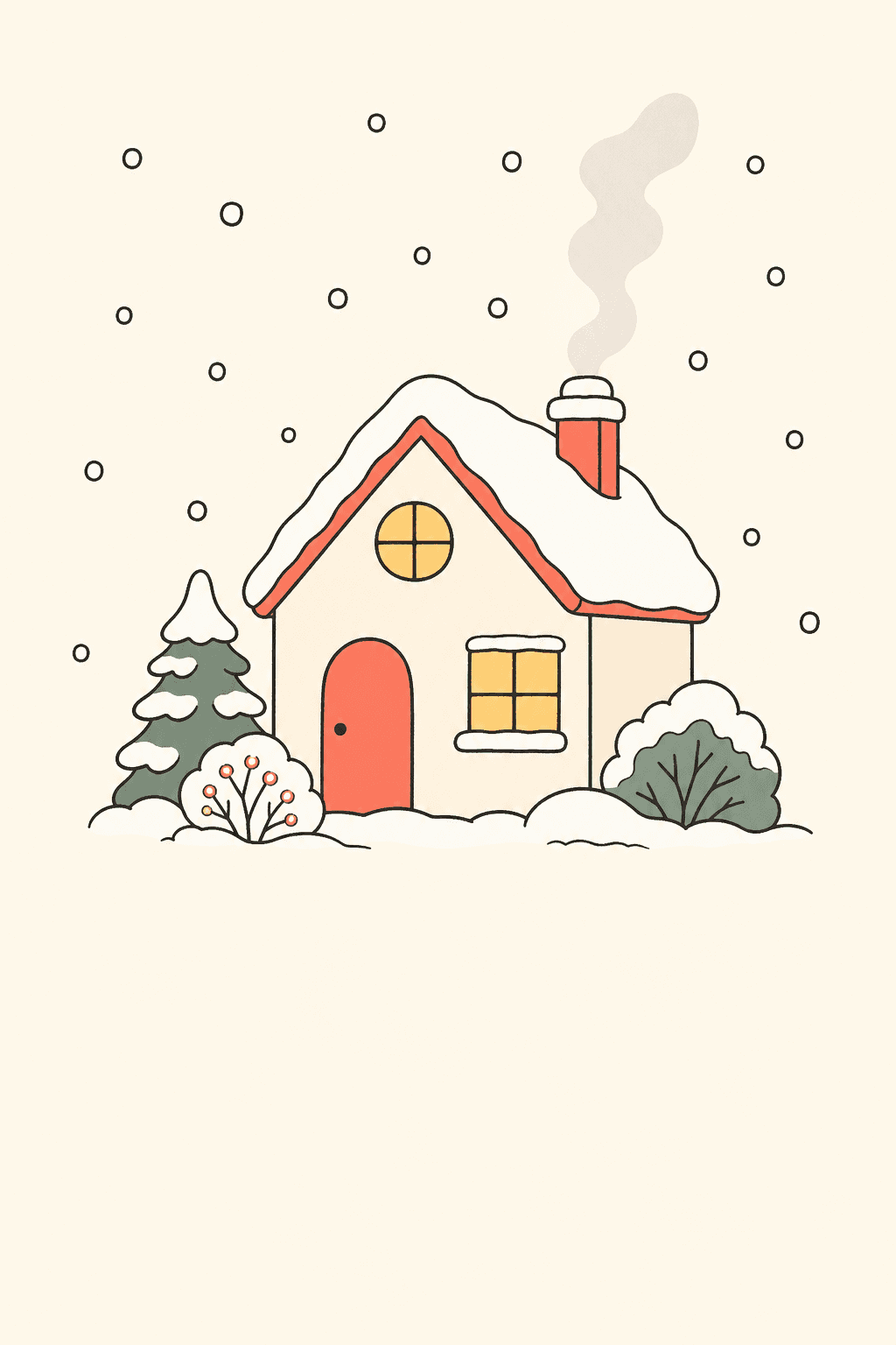Warm window in the snow, Christmas card cover