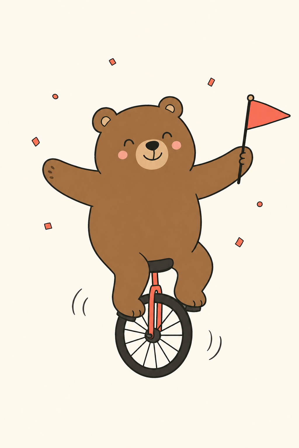 Example: a hand-drawn card of a bear on a unicycle